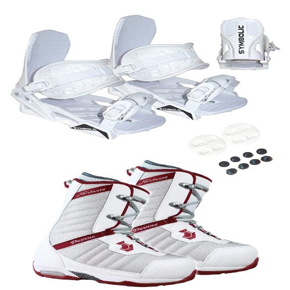 Symbolic Northwave Devine Women's Snowboard Boots White Bindings Package 5.5 6 6.5 7 (White Bindings to Fit Boot, Boot Fits Ladys 5.5-6 (z25))