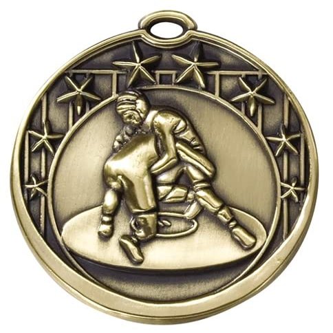 10 Pack Large 2 Inch Wrestling Medals Trophy Team Award with Neck Ribbons M7