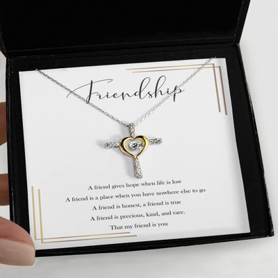 Friendship, Best Friend, Cross Dancing Necklace, Quote, Jewelry - Cross Dancing Necklace