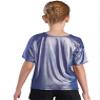 easyforever Kids Girls Boys Shiny Metallic Short Sleeve Shirt T-Shirt Sparkly Jazz Hip Hop Dance Top Performance Blouse Royal Blue 3-4 Years view 2