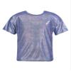 easyforever Kids Girls Boys Shiny Metallic Short Sleeve Shirt T-Shirt Sparkly Jazz Hip Hop Dance Top Performance Blouse Royal Blue 3-4 Years view 3