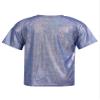 easyforever Kids Girls Boys Shiny Metallic Short Sleeve Shirt T-Shirt Sparkly Jazz Hip Hop Dance Top Performance Blouse Royal Blue 3-4 Years view 4