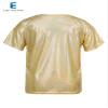 easyforever Kids Girls Boys Shiny Metallic Short Sleeve Shirt T-Shirt Sparkly Jazz Hip Hop Dance Top Performance Blouse Gold 4-5 Years view 3