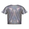 easyforever Kids Girls Boys Shiny Metallic Short Sleeve Shirt T-Shirt Sparkly Jazz Hip Hop Dance Top Performance Blouse Black 5-6 Years view 4