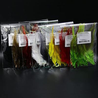 WellieSTR 80pcs/lot 8colors Assorted Rooster Saddle Hackle for Streamer&Woolly Bugger Flies Hybrid Fly Tying Hackle Feather Hand Selected