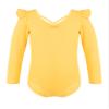 easyforever Kids Girls Leotard Long Sleeve Lace Hollow Ballet Gymnastics Yoga Unitard Team Dance Tops Bodysuit Yellow A 13-14 Years view 1