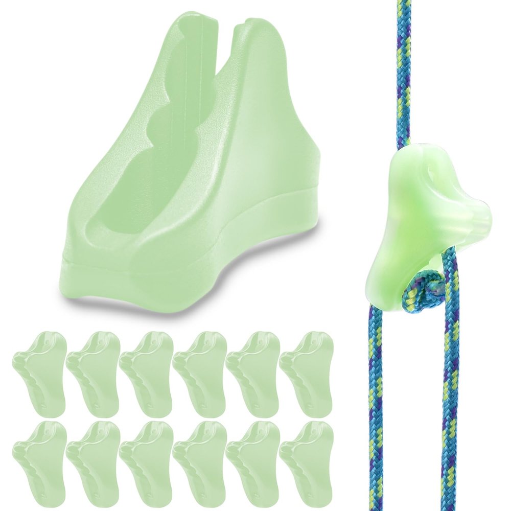 12Pack Ultralight Guyline Tensioners Tent Guyline Cord Rope Adjuster for Outdoor Camping Hiking Tent Tarp Canopy Shelter (Fluorescent,fit 1-2.5mm Paracord)