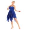 WinChang Womens Adult Elegant Lyrical Ballet Dance Costume Asymmetric Modern Contemporary Dresses Flowy Tulle Dancewear Blue Medium view 2