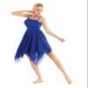 WinChang Womens Adult Elegant Lyrical Ballet Dance Costume Asymmetric Modern Contemporary Dresses Flowy Tulle Dancewear Blue Medium view 4