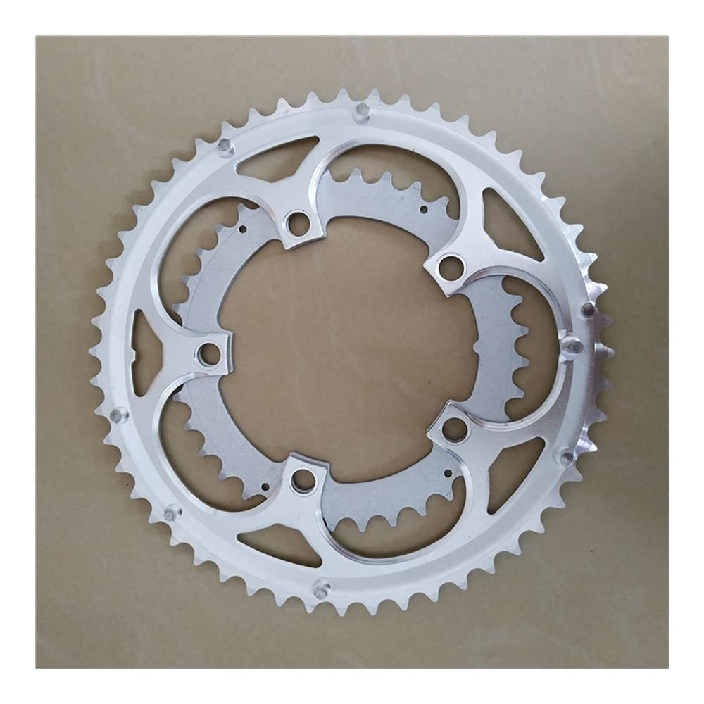 MYEEI Road Bicycle Chainwheel BCD 110 52T 36T Folding Bike Chainring Gear Fixed Chain Wheel 5-10 Speed Double Disc Chain Wheel (Color : 52/36T Silver)