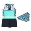 Loloda Kids Girls 3 Piece Swimsuit Printed Crop Top and Short Bottoms Tankini Set Swimwear Bathing Suit Teal 4 Years view 2