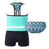 Loloda Kids Girls 3 Piece Swimsuit Printed Crop Top and Short Bottoms Tankini Set Swimwear Bathing Suit Teal 4 Years view 4
