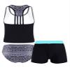 Loloda Kids Girls 3 Piece Swimsuit Printed Crop Top and Short Bottoms Tankini Set Swimwear Bathing Suit Mint_Green 10 Years view 4