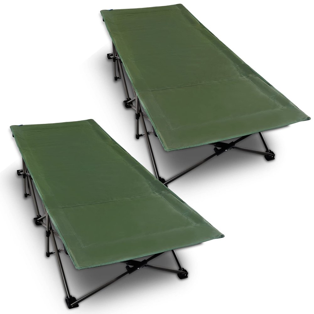 REDCAMP Folding Camping Cots for Adults Heavy Duty, 33" Extra Wide Sturdy Portable Sleeping Cot,Green 2-Pack
