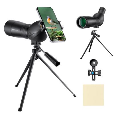 K&F Concept 20-60x60 Spotting Scopes for Target Shooting, Waterproof Spotter Scope with Tripod & Phone Adapter, 131-66ft/1000yds BAK4 45Angled Eyepiece Range Scope for Bird Watching Wildlife Hunting