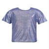 Oyolan Kids Girls Boys Metallic Shinny Athletics Short Sleeves Dance Crop Tops Hip Hop Street Performance Costume Royal Blue 3-4 Years view 1