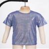 Oyolan Kids Girls Boys Metallic Shinny Athletics Short Sleeves Dance Crop Tops Hip Hop Street Performance Costume Royal Blue 4-5 Years view 3
