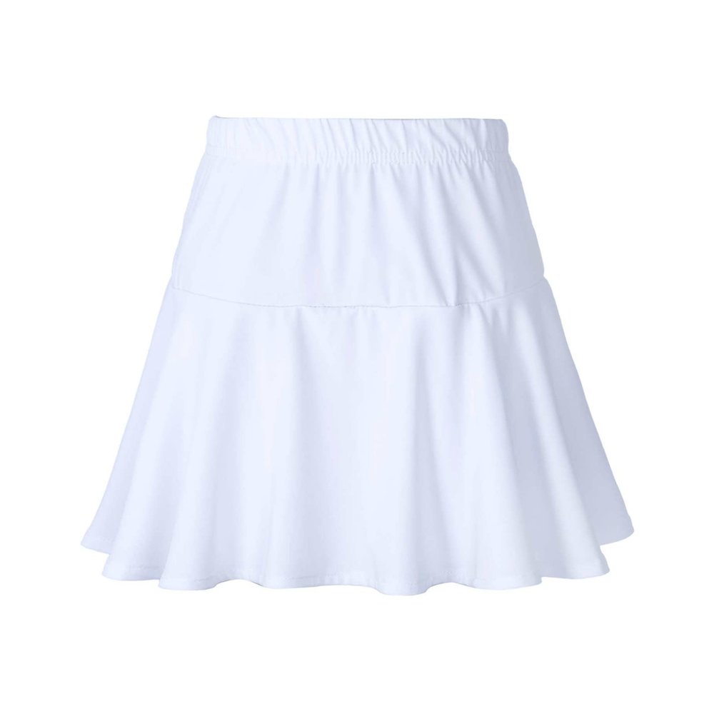 easyforever Kids Girls Workout Tennis Running Skort Skirts Pleated Athletic Gymnastics Dance A-line Dress White 12-14