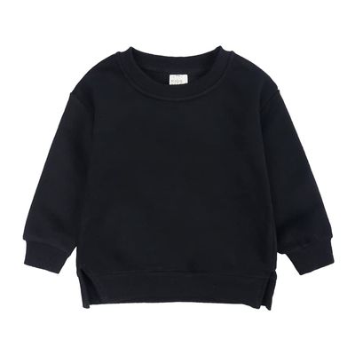 Kids Boys Girls Brushed Fleece Sweatshirt Toddler Solid Color Round Neck Long Sleeve Pullover Baby Thick Warm Tops