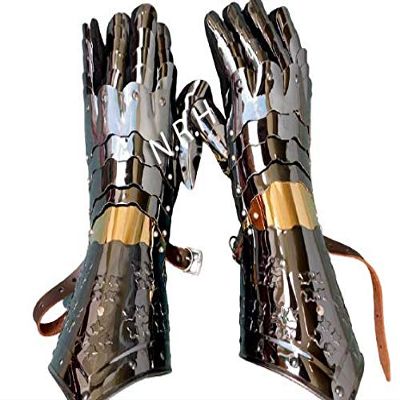 Nautical Replica Hub Armor Gauntlets Steel Gloves With Brass Accents Armor Silver Costume