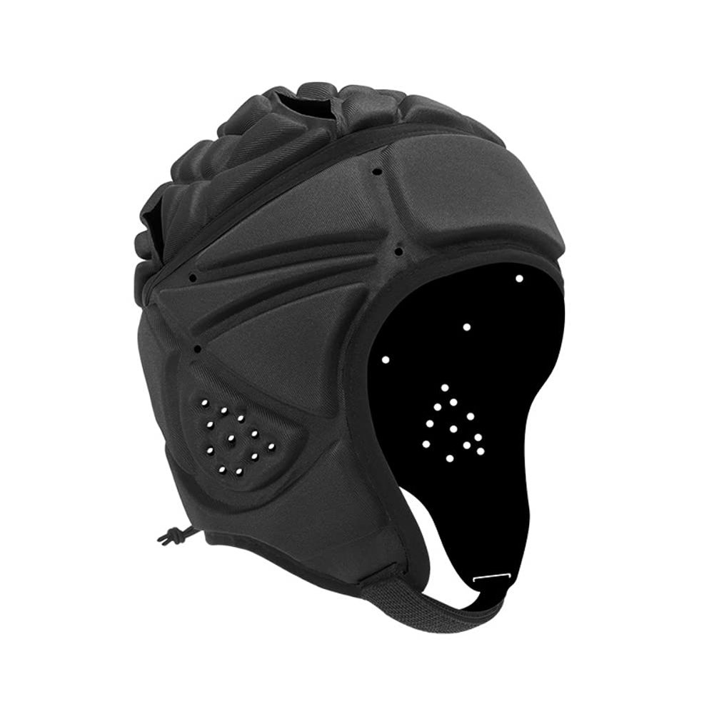 Maois Rugby Helmet Headguards Soft Protective Headgear Soccer Rugger Head Protector, Adjustable Helmets Goalkeeper Air Rugby Headguard Soft Shell Padded Goalie Hat Youth Adults, Black, One Size
