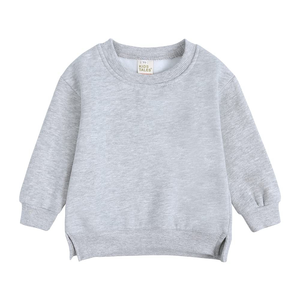 Kids Boys Girls Brushed Fleece Sweatshirt Toddler Solid Color Round Neck Long Sleeve Pullover Baby Thick Warm Tops