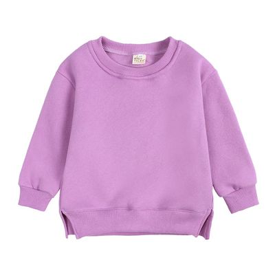Kids Boys Girls Brushed Fleece Sweatshirt Toddler Solid Color Round Neck Long Sleeve Pullover Baby Thick Warm Tops