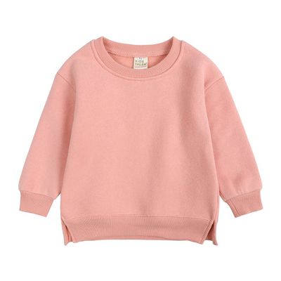 Kids Boys Girls Brushed Fleece Sweatshirt Toddler Solid Color Round Neck Long Sleeve Pullover Baby Thick Warm Tops