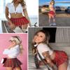 Avidlove Women Plaid Skirt for Women Micro Skirt Ruffle Skirts for Schoolgirl Red Plaid XXL view 2