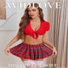 Avidlove Women Plaid Skirt for Women Micro Skirt Ruffle Skirts for Schoolgirl Red Plaid XXL view 3
