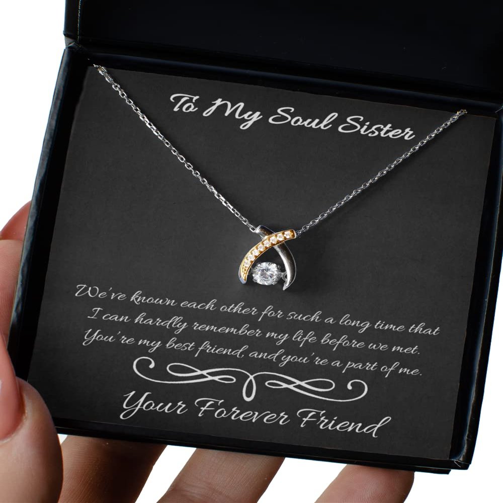 to My Soul Sister, You are My Best Friend, I Love You, Thank You Gift - Wishbone Dancing Necklace