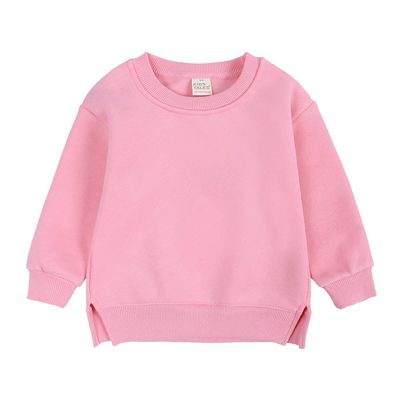 Kids Boys Girls Brushed Fleece Sweatshirt Toddler Solid Color Round Neck Long Sleeve Pullover Baby Thick Warm Tops