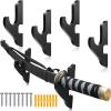 Yookeer 4 Pcs/ 2 Sets Sword Wall Mount Samurai Sword Wall Hanger Holder Adjustable Display Walls Mount Hanger Samurai Swords Tanto Cosplay Gifts Weapon Rack(Black,Wood,Classic) view 1