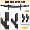 Yookeer 4 Pcs/ 2 Sets Sword Wall Mount Samurai Sword Wall Hanger Holder Adjustable Display Walls Mount Hanger Samurai Swords Tanto Cosplay Gifts Weapon Rack(Black,Wood,Classic) view 2