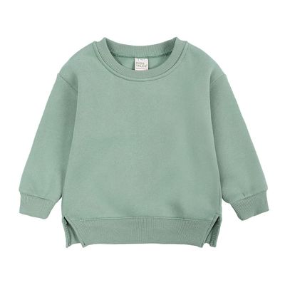 Kids Boys Girls Brushed Fleece Sweatshirt Toddler Solid Color Round Neck Long Sleeve Pullover Baby Thick Warm Tops