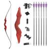 60 Inch Black Hunter Original Takedown Recurve Bow and Arrow Set 20-60lbs Traditional Wood Longbow Right and Left Handed American Hunting Longbow (25 Lbs, Red Set/Right Handed) view 1