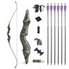 60 Inch Black Hunter Original Takedown Recurve Bow and Arrow Set 20-60lbs Traditional Wood Longbow Right and Left Handed American Hunting Longbow (30 Lbs, Black Set/Right Handed) view 1
