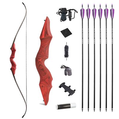 60 Inch Black Hunter Original Takedown Recurve Bow and Arrow Set 20-60lbs Traditional Wood Longbow Right and Left Handed American Hunting Longbow (55 Lbs, Red Set/Right Handed)