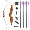 60 Inch Black Hunter Original Takedown Recurve Bow and Arrow Set 20-60lbs Traditional Wood Longbow Right and Left Handed American Hunting Longbow (55 Lbs, Orange Set/Right Handed) view 1