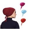 3 Pieces Adjustable Muslim Inner Under Hijab Cap with Ties Back Islamic Under Scarf Bonnet Caps Chemo Cap (Red) view 1