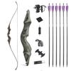 60 Inch Black Hunter Original Takedown Recurve Bow and Arrow Set 20-60lbs Traditional Wood Longbow Right and Left Handed American Hunting Longbow (45 Lbs, Black Set/Right Handed) view 1