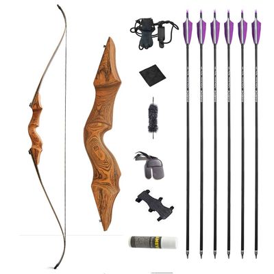 60 Inch Black Hunter Original Takedown Recurve Bow and Arrow Set 20-60lbs Traditional Wood Longbow Right and Left Handed American Hunting Longbow (45 Lbs, Orange Set/Right Handed)