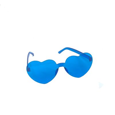 YAFIYGI Blue Rimless Heart Sunglasses Bachelorette Party for Women Heart Glasses Cool Trendy Plastic Funky Frameless Transparent Candy Color Eyewear