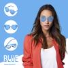 YAFIYGI Blue Rimless Heart Sunglasses Bachelorette Party for Women Heart Glasses Cool Trendy Plastic Funky Frameless Transparent Candy Color Eyewear view 2