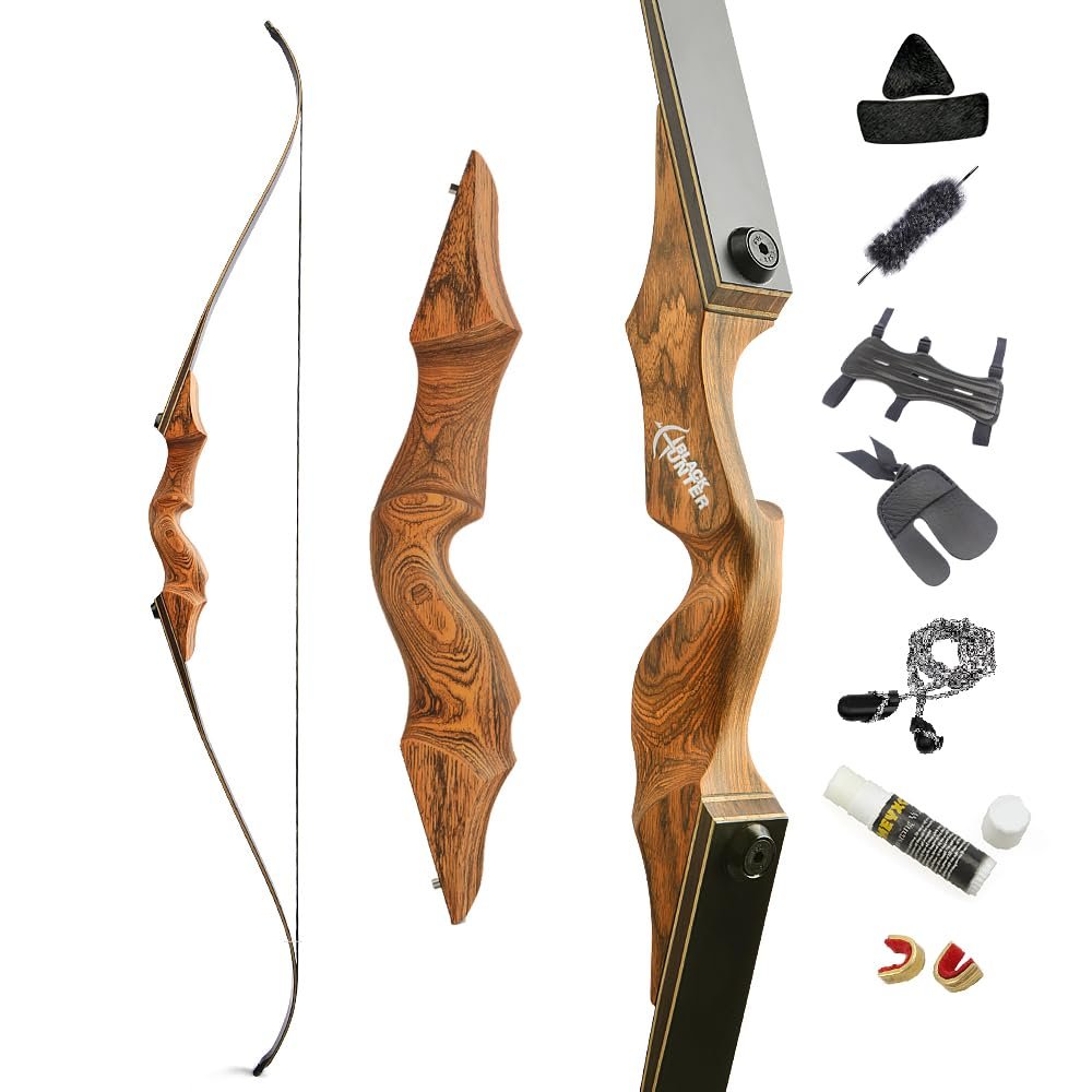60 Inch Black Hunter Original Recurve Bow 20-60lbs Traditional Wood Longbow Right and Left Handed American Hunting Longbow for Outdoor Hunting Shooting (40 Lbs, Orange/Right Handed)