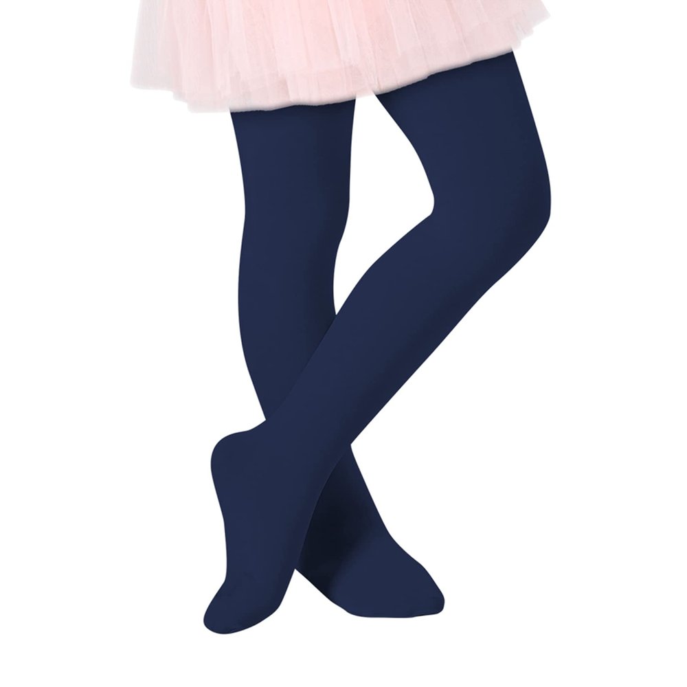 Century Star Ultra-Soft Footed Dance Sockings Ballet Tights Kids Super Elasticity School Uniform Tights For Girls 1 Pack Navy Blue 6-9 Years