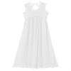 Duoremi Kids Girls Lace Pleated Junior Bridesmaid Wedding Party Dress Formal Maxi Ball Gown White 8 Years view 3