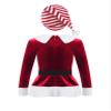 Hansber Girls Christmas Outfits Long Sleeve Faux Fur Trimming Velvet Figure Roller Skating Baton Twirling Dress Red-Hat 10 view 2