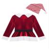 Hansber Girls Christmas Outfits Long Sleeve Faux Fur Trimming Velvet Figure Roller Skating Baton Twirling Dress Red-Hat 10 view 4