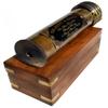 Victorian Brass Kaliedo Scope in Vintage Wooden Box + Kalvin Hughes Antique Brass Compass in Leather Case view 3